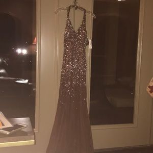 Beautiful long brown sequined gown!